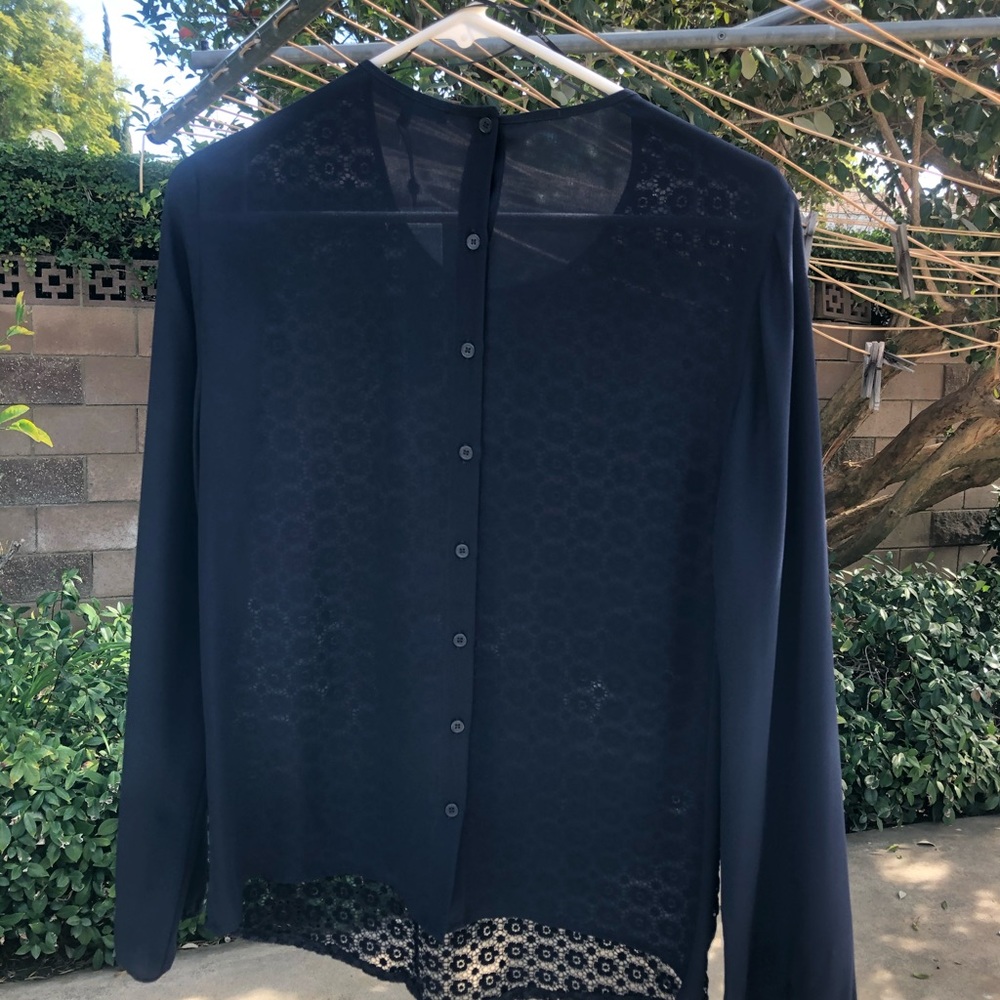 Navy Blue long sleeved blouse